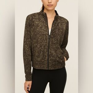 Lululemon Bombs Away Bomber Jacket Black Medium Olive Size 8 Edgy Athleisure